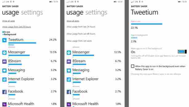 Spořič baterie pro Windows Phone zobrazuje více podrobností