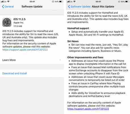 iOS 11.2.5 je venku, přináší podporu pro Apple HomePod